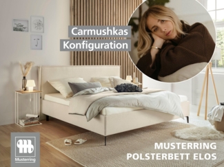 Musterring Polsterbett Elos, Kopfteil mit doppeltem Stehsaum, Metallfuß in schwarz, in 4 Größen