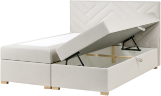 Boxspringbett mit Stauraum Stoff ESQUIRE 180 x 200 cm Cremeweiß