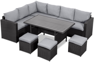 MeXo Gartenlounge-Set Lounge Gartenmöbelset für 8-10 Personen, (Rattan Gartenmöbel Set, L-form, Wetterfest & Modular, 7-tlg, 8cm breitere Armlehnen), Outdoor Garten Möbel Set, Tisch mit Stauraum, Terrasse & Wintergarten