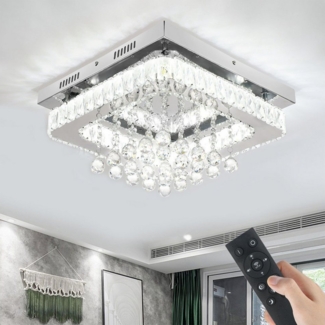 oyajia Deckenleuchte Moderne 24W Kristall LED Deckenlampen, Luxus Wohnzimmer Kronleuchter, LED fest integriert, Warmweiß, Naturweiß, Kaltweiß, 40x40x20cm Quadrat Deckenleuchte für Wohnzimmer Schlafzimmer Küche