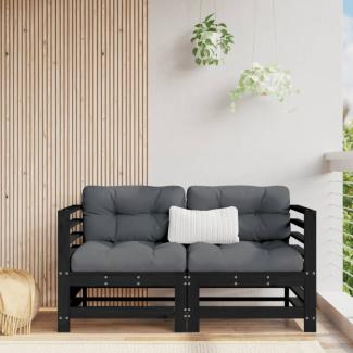 vidaXL Garten-Ecksofas 2 Stk. Schwarz Massivholz Kiefer