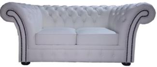 Casa Padrino Chesterfield Echtleder 2er Sofa Weiß 170 x 90 x H. 80 cm