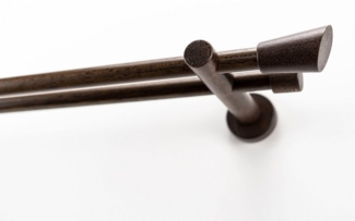 GARESA Gardinenstange MOLIS, Ø 20 mm, 2-läufig, Wunschmaßlänge, mit Bohren, verschraubt, Holzwerkstoff, Metall, Vorhanggarnitur, verlängerbar, Wandmontage, Keil, ohne Ringe