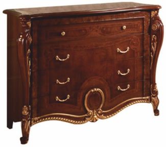 Casa Padrino Luxus Barock Kommode Dunkelbraun / Gold 133 cm - Made in Italy