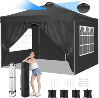 COBIZI Pavillon 3x3 UV-Schutz 50+ Wasserdicht Stabil Winterfest mit 4