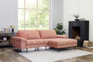 KAWOLA Sofa VISAO Ecksofa Velvet Recamiere rechts rosa 86 x 160 x 236 cm
