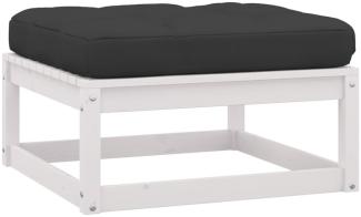 vidaXL Garten-Fußhocker mit Kissen Weiß Kiefer Massivholz 805726