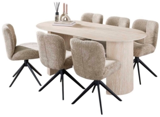 Vintagehaus Essgruppe Retro Arch Organic 180 Travertin Keramik + Stühle Comfort