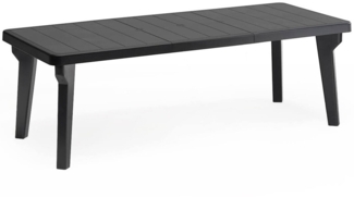 Dmora Gartentisch Anatre, Picknickbasis, Garten-Esstisch, Mehrzweck-Außenbank, Made in Italy, 160/220x90 h74 cm, Anthrazit