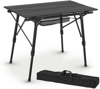 Juskys 'Picco' Campingtisch, klappbar, höhenverstellbar - Aluminium schwarz, 90x52 cm