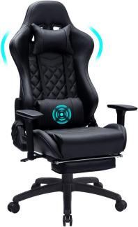 liebtech Gaming Chair Gaming-Stuhl mit Fußstütze, Gaming-Stuhl mit Massagefunktion (Ergonomische Computerstühle, Gaming-Stühle, höhenverstellbare Sessel), Drehstuhl, Tisch und Stuhl, dickes Sitzkissen, schwarz