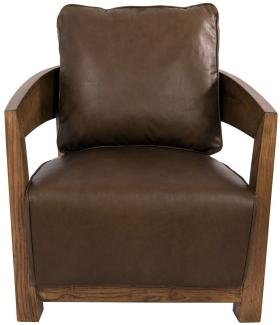 Clubsessel Cedric Holz und Leder Chocolate-Brown