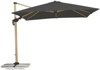 Schneider Schirme Ampelschirm, Rhodos Woody, Anthrazit / Holz, 3x3 m