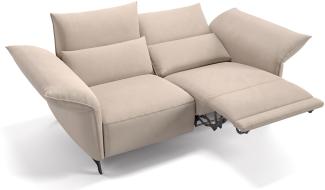 Sofanella Zweisitzer CUNEO Stoffsofa Funktionscouch Stoffcouch in Creme