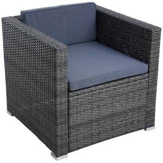Polyrattan Loungesessel Gartensessel Rattan Sessel Gartenstuhl Anthrazit-Grau