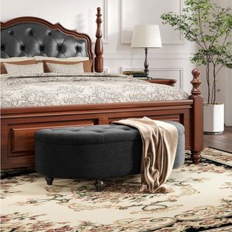 HOMCOM Sitzbank mit geöffnetem Deckel, Velvet-Touch (Bank, 1-St, Hocker), für Wohnzimmer, Dunkelgrau