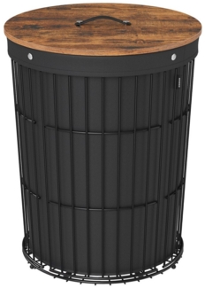 SONGMICS Wäschekorb, mit Deckel, Wäschesammler rund, 95 L, herausnehmbarer Wäschesack