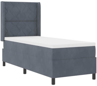 vidaXL LED Boxspringbett mit Matratze Dunkelgrau 80 x 200 cm Samt 3343893