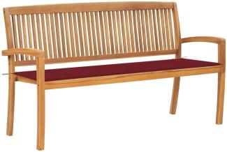 vidaXL Stapelbare Gartenbank mit Auflage 159 cm Massivholz Teak 3063315