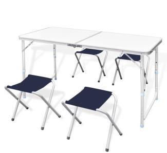 vidaXL Campingtisch mit 4 Hockern Klappbar Höhenverstellbar 120x60 cm 41328