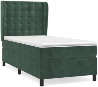 vidaXL Boxspringbett mit Matratze Dunkelgrün 90x190 cm Samt 3129426