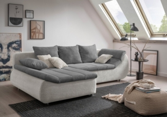 INOSIGN Ecksofa Imola elegant und bequem, aktuelle Steppung im Sitz, L-Form, wahlweise mit Bettfunktion