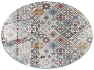 Tulup Tischplatte Ersatzplatte Glas Mosaikmuster mit Ornamenten Tisch Glasplatte Ersatz