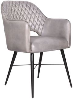 Armlehnenstuhl Virginia Leder "hellgrau"