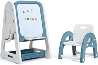 2 in 1 Kinder-Kunststaffelei Doppelseitige Magnetische Tafel Blau