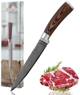 Wakoli Fleischmesser EDIB Damast Tranchiermesser I Kochmesser Küchenmesser I 18cm Klinge, VG10 Kern, 67 Lagen Damaststahl, Pakkaholzgriff, inkl. Geschenkbox