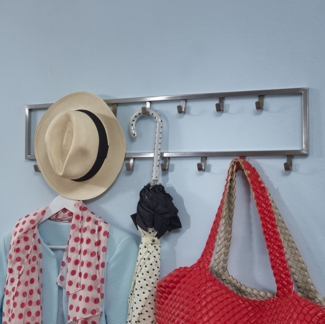 FineBuy Wandgarderobe Metall Silber Design Flurgarderobe Stahl, Hakenleiste Wandpaneel, Garderobe Wand, Garderobenleiste Flur