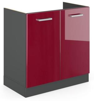 VICCO Küchenschrank R-Line Hängeschrank Unterschrank Küchenzeile Küchenunterschran Anthrazit (Bordeaux Hochglanz, Spülenunterschrank 80cm)