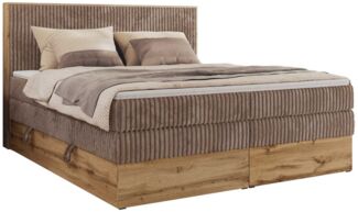 MKS MÖBEL Boxspringbett WOOD CLASSIC KING (Packung, Set, Topper T25/Visco, hohe Kopfteil, Multipocket-Matratze), Polsterbett, zwei Bettkästen, Möbelplattenelementen