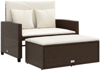 vidaXL Gartensofa mit Kissen 2-Sitzer Braun Poly Rattan 365133