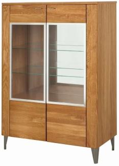 Vitrinenschrank Glasvitrine Highboard Latina 96x42x134cm Honig Eiche teilmassiv 2-türig