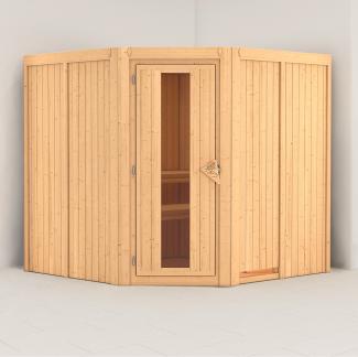 Karibu Sauna Innenkabine Jarin Innensauna 3 Sitzbänke aus Holz Saunakabine mit 68 mm Wandstärke Dampfsauna mit Montagematerial