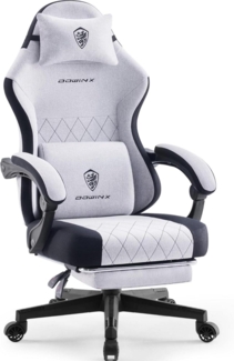 Gaming Stuhl Stoff mit Massage Lendenwirbelstütze und Fußstütze Bürostuhl 135KG