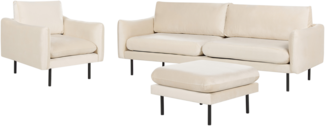 Sofa Set 5-Sitzer VINTERBRO Samtstoff Hellbeige mit Ottomane