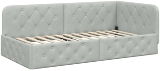 vidaXL Eckbettgestell mit Kopfteil Hellgrau 90x190 cm Samt 42016523