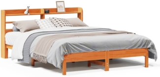 vidaXL Massivholzbett ohne Matratze Wachsbraun 140x190 cm Kiefernholz 3306902