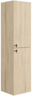 Badezimmerschrank Saros 35 x 32 x 140 cm - Eiche Hell - Hängender Seitenschrank mit 2 Türen