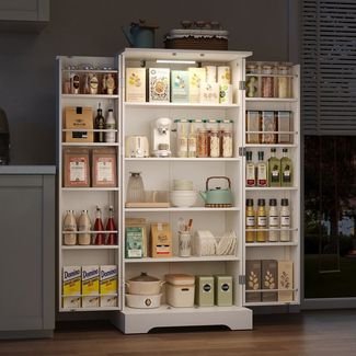 OKWISH Sideboard Modernes Küchenschrank (mit LED-Sensorleuchte, höhenverstellbaren Böden & Kippschutz, 1 St)