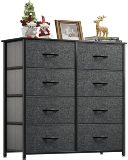 YITAHOME Kommode Schrank 8 Schubladen Stoff Industrial Stil Schwarz