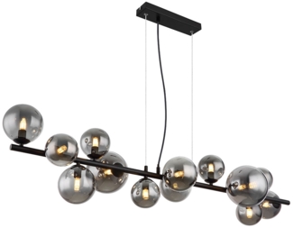 LED Pendellampe, Metall, Glas, rauch, 13 Flammig, H 120 cm