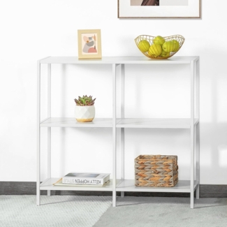 Konsolentisch Metall 3 Ablageflächen Moderner Stil Weiß 80×25×75cm