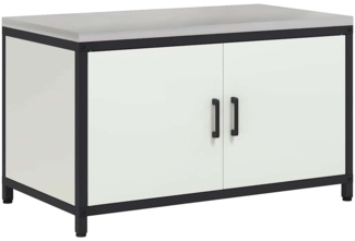 vidaXL Küchenaufbewahrung mit Regal mit Tür Weiß 60 x 50 x 92 cm Stahl 874997