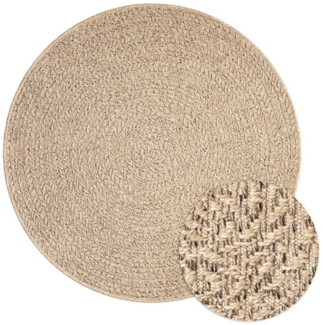 merinos Teppich Kenzy, rund, Höhe: 10 mm, robuster In- und Outdoor Teppich im natürlichen Jute-Look, wetterfest