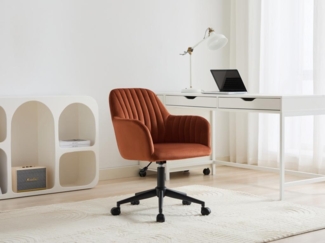 Vente-unique - Bürostuhl höhenverstellbar - Samt - Terracotta & Schwarz - ELEANA