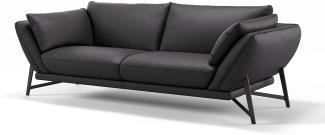 Sofanella 3-Sitzer ESTELLA Ledersofa italienisch Ledercouch in Schwarz M: 226 Breite x 99 Tiefe