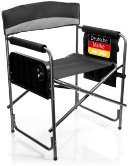 BigDean Campingstuhl Klappstuhl belastbar bis 150kg mit Klapptisch – mit Getränkehalter (Packung, 1 St), 150kg Belastbar, Getränkehalter, Seitentasche